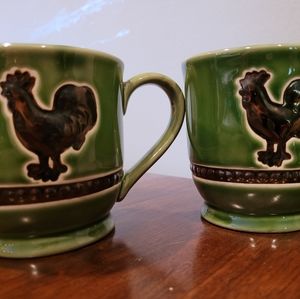 Cracker Barrel elegant rooster mugs